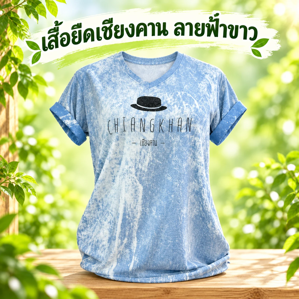 เสื้อยืดเชียงคาน ลายฟ้าขาว
