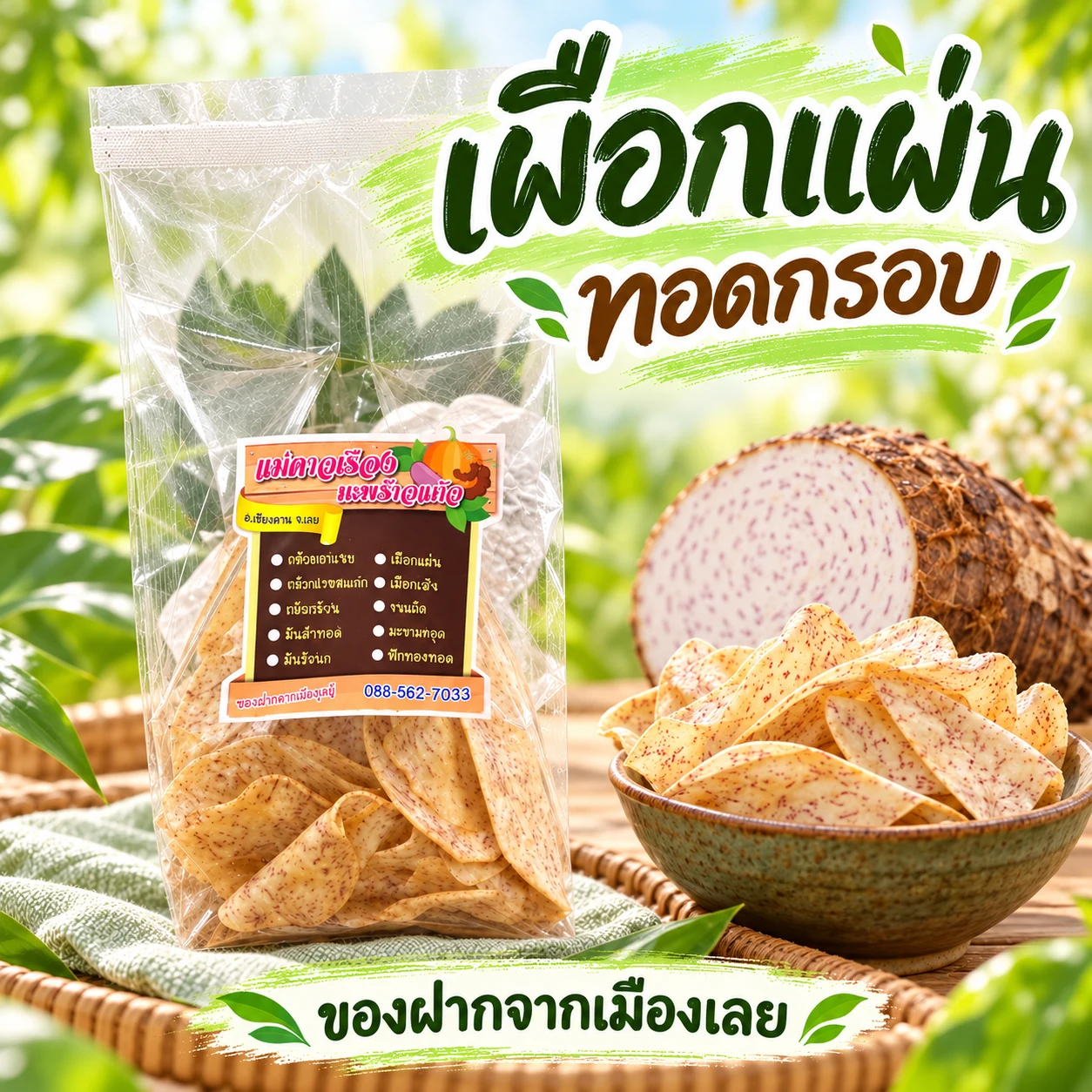 เผือกแผ่นทอดกรอบ