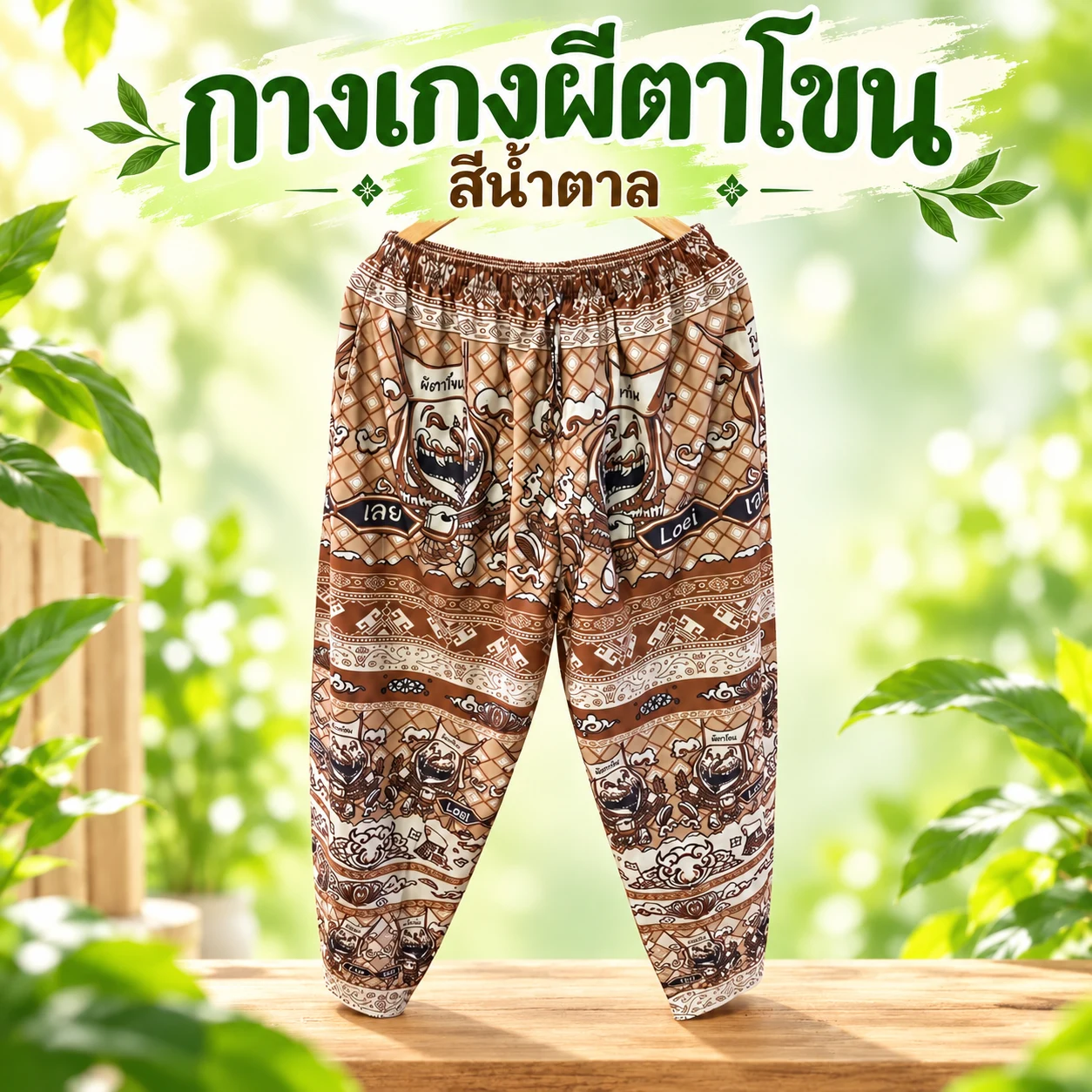 กางเกงผีตาโขน (สีน้ำตาลลายใหม่)