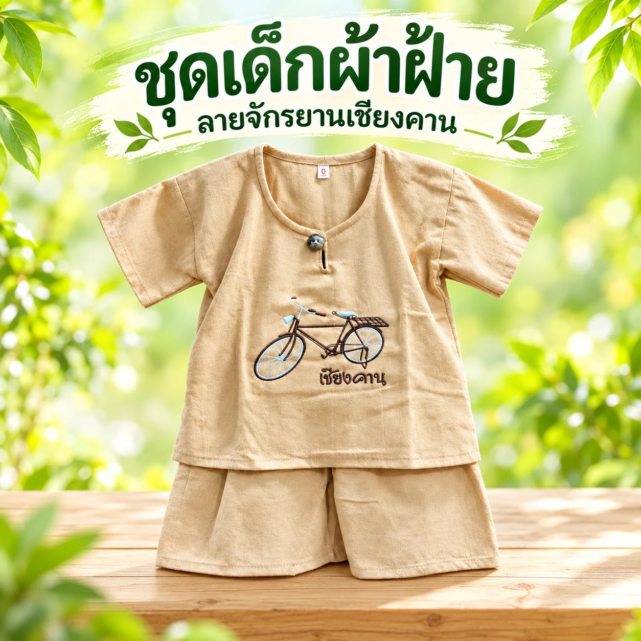 ชุดเด็กผู้ชายผ้าฝ้าย ลายจักรยานเชียงคาน